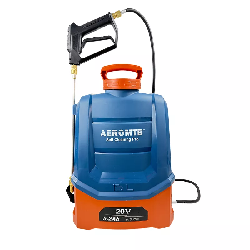 Pulverizador de mochila de 15 litros con autolimpieza y velocidad variable