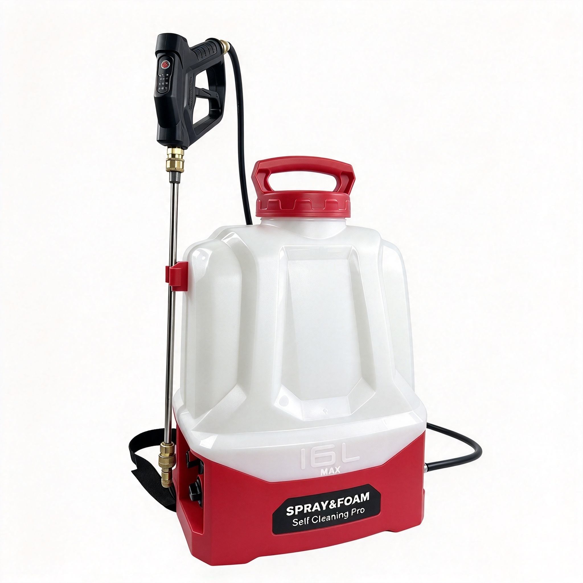 Pulverizador de mochila 3 en 1 de 16 litros con modos de pulverización y niebla de espuma